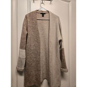 Grace Elements Womens Colorblock Open Front Cardigan Sweater Tan Beige Large